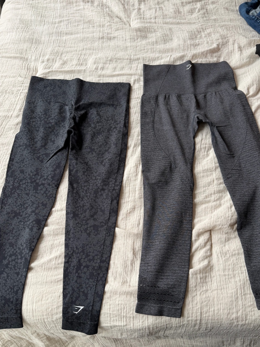Women’s Gymshark Black Print and Charcoal Leggings Set
